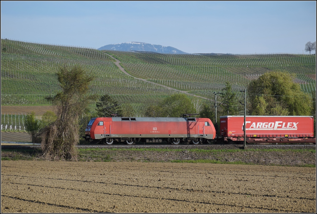 DB Cargo 152 054 bei Scherzingen. April 2021.