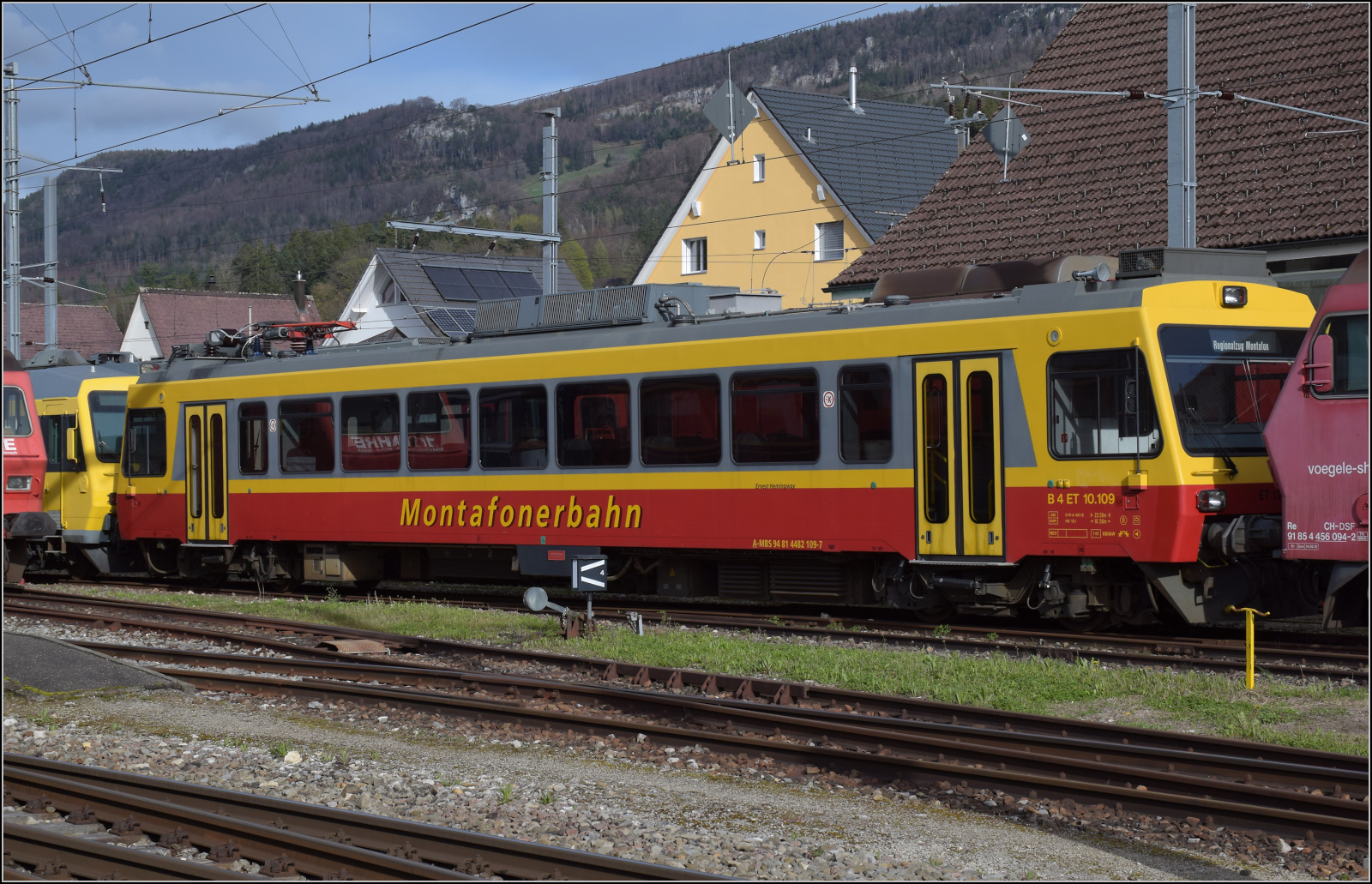 BDe 546 109 ehemals ET 10.109 der MBS in Vorarlberg ist in Balsthal abgestellt. April 2024.