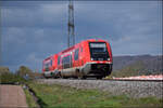 kbs-730-basel-bad-bahnhof-singen-ulmkonstanz-hochrheinbahn/910765/641-010-und-641-031-fahren 641 010 und 641 031 fahren rheinaufw�rts durch Warmbach. Die Baustelle f�r den k�nftigen Haltepunkt ist bereits deutlich sichtbar. M�rz 2026.