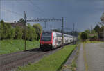 ic-2020-6/847832/ic-2020-geschoben-von-re-460 IC 2020, geschoben von Re 460 038 'Hauenstein' in Erlen. April 2024.