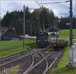 448-ramsei-sumiswald-gruenen-huttwil-rshb-vhb-rm-bls-etb-2/843501/ostermontag-bei-der-emmentalbahnbe-44-102 Ostermontag bei der 'Emmentalbahn'.

Be 4/4 102 der EBT in Husernmoos. April 2024.