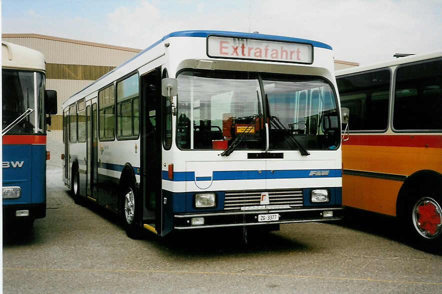 (032'323) - ZVB Zug - Nr. 27/ZG 3377 - FBW/R&J am 26. Juni 1999 in Hinwil, AMP