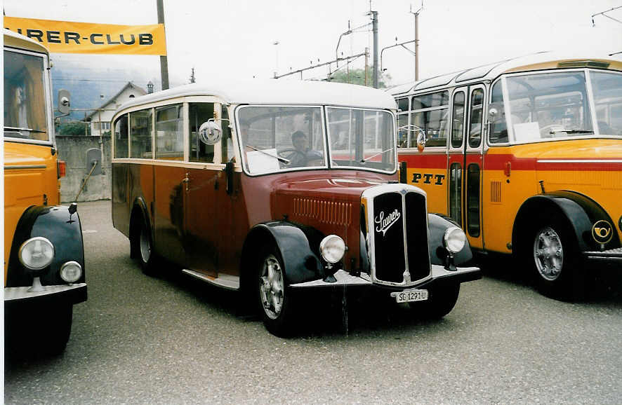 (035'828) - Zingg, Wattwil - SG 1291 U - Saurer/Saurer (ex Wenger, Wil; ex Holenstein, Kirchberg/SG; ex AWL Littenheid) am 28. August 1999 in Oensingen, Saurertreffen