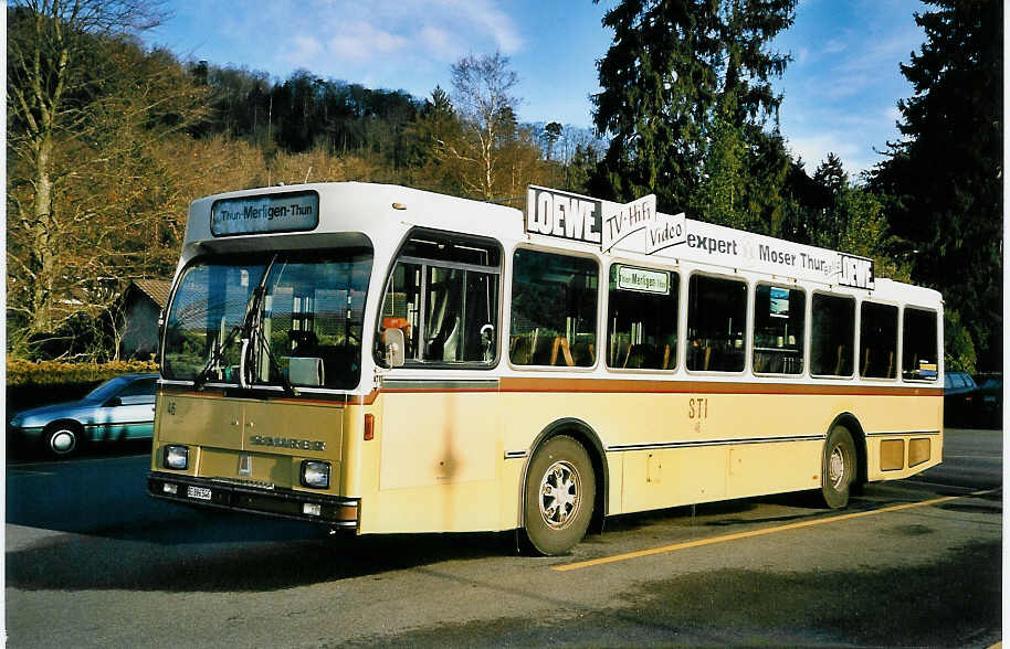 (044'707) - STI Thun - Nr. 46/BE 396'546 - Saurer/R&J am 4. Februar 2001 bei der Schifflndte Thun