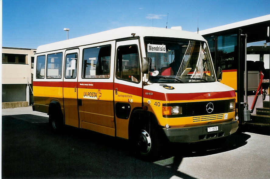 (046'136) - Autopostale, Mendrisio - Nr. 40/TI 1578 - Mercedes (ex Malacrida, Mendrisio Nr. 40) am 24. April 2001 in Mendrisio, Garage