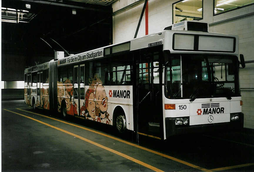 (048'526) - WV Winterthur - Nr. 150 - Mercedes Gelenktrolleybus am 18. Juli 2001 in Winterthur, Depot Grzefeld