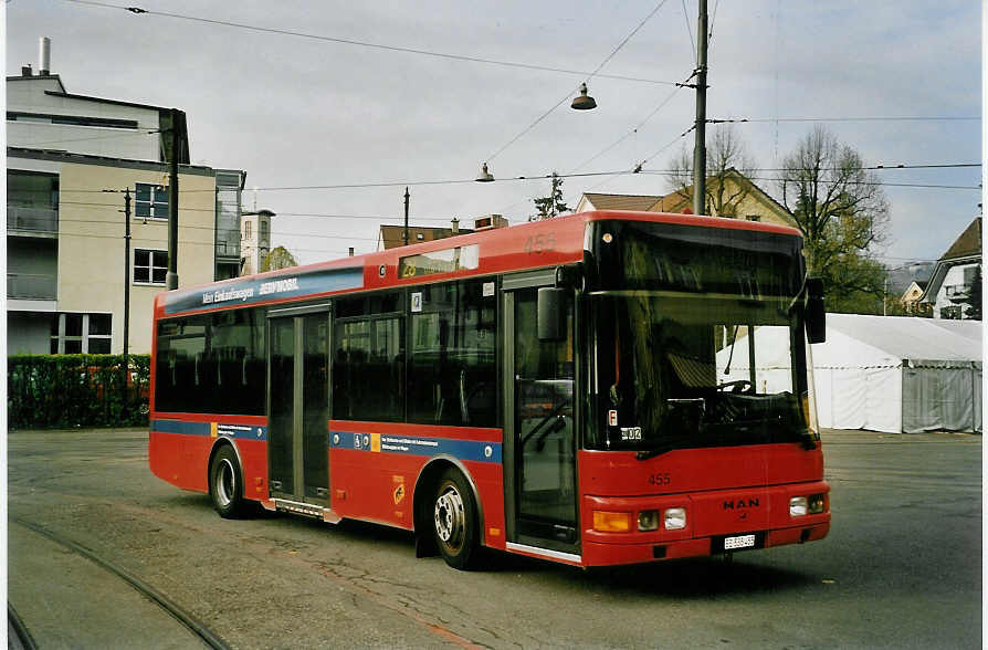 (053'130) - SVB Bern - Nr. 455/BE 535'455 - MAN/Berkhof am 20. April 2002 in Bern, Burgernziel