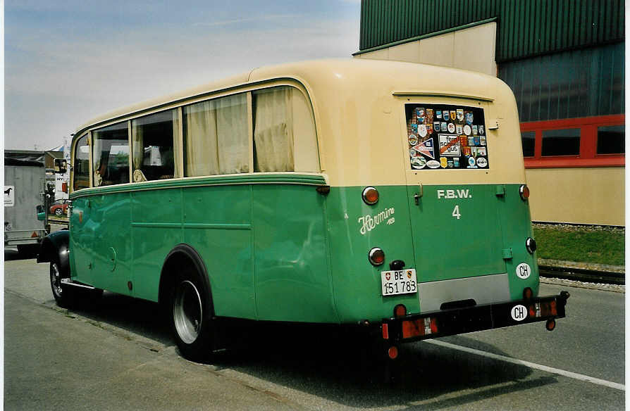 (053'808) - Junker, Langenthal - Nr. 4/BE 151'783 - FBW/Hess (ex BSU Solothurn Nr. 4; ex Casper, Lenzerheide) am 15. Juni 2002 in Hinwil, AMP