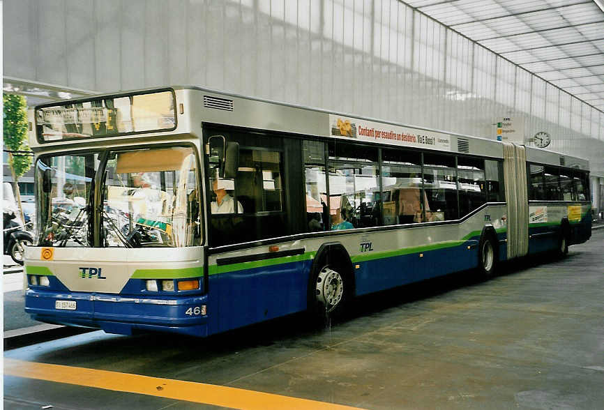 (054'704) - TPL Lugano - Nr. 46/TI 157'466 - Neoplan am 22. Juli 2002 in Lugano, Centro