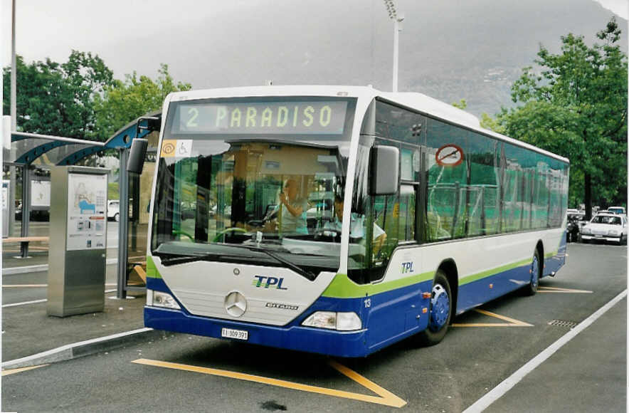 (054'811) - TPL Lugano - Nr. 13/TI 309'391 - Mercedes am 23. Juli 2002 in Lugano, Stadio