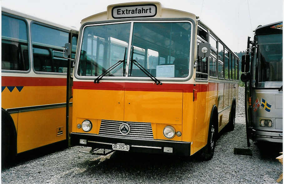 (055'628) - Bchli, Kttigen - SO 375 U - Saurer/Tscher (ex M+79'529; ex P 24'633) am 31. August 2002 in Niederbipp, Saurertreffen