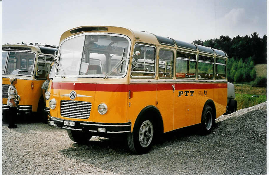 (055'702) - Schmid, Thrishaus - Nr. 9/BE 26'105 - Saurer/R&J (ex Geiger, Adelboden Nr. 9) am 31. August 2002 in Niederbipp, Saurertreffen