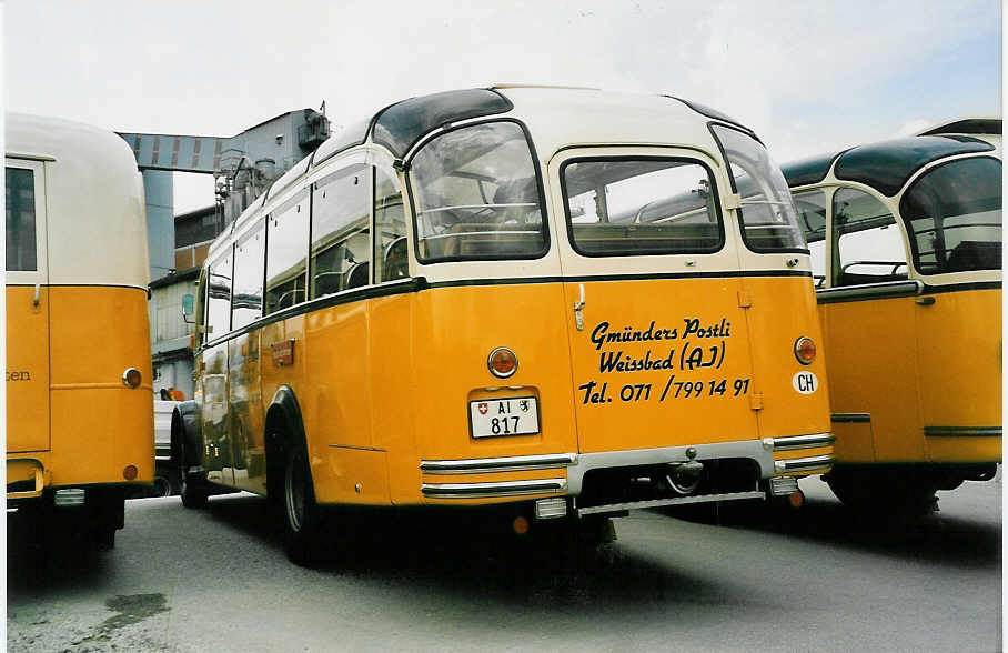 (055'811) - Gmnder, Weissbad - AI 817 - Saurer/Gangloff (ex P 23'144; ex P 2213) am 31. August 2002 in Niederbipp, Saurertreffen