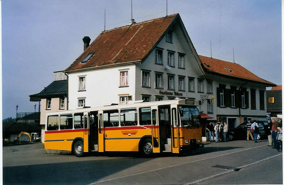 (059'520) - Osthues, Teufen - Nr. 15/AR 17'057 - Saurer-Leyland/Hess (ex AVG Grindelwald Nr. 15; ex RhV Altsttten Nr. 42) am 29. Mrz 2003 in Speicherschwendi, Gasthaus Bren