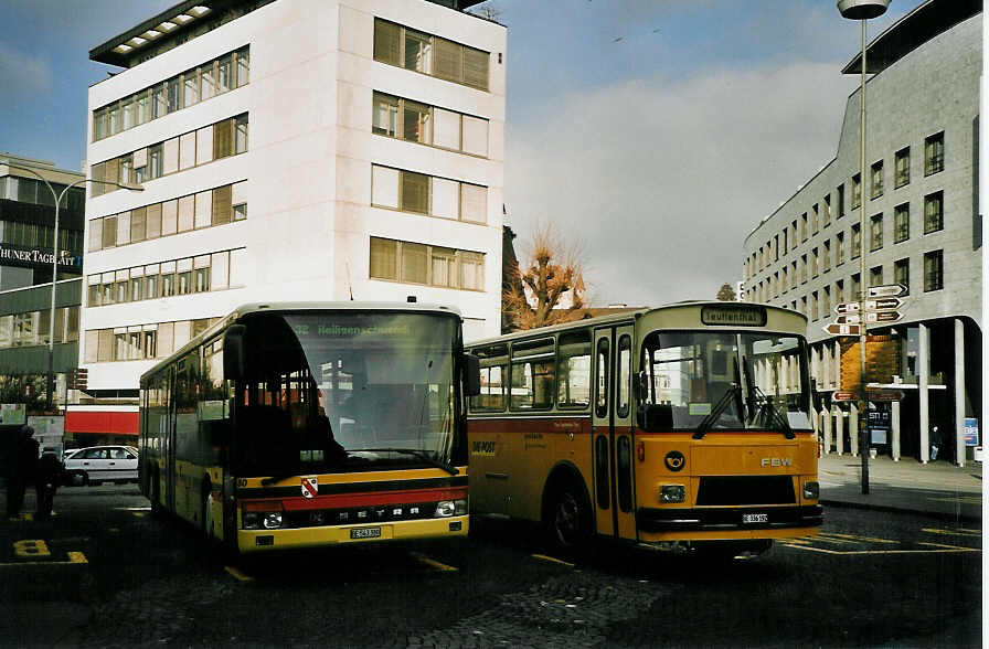 (065'207) - STI Thun - Nr. 80/BE 543'380 - Setra + Burri, Teuffenthal - BE 336'192 - FBW/R&J am 22. Januar 2004 beim Bahnhof Thun