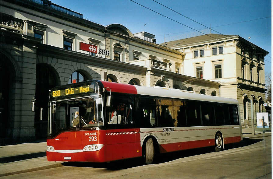 (073'912) - SW Winterthur - Nr. 293/ZH 730'293 - Solaris am 8. Januar 2005 beim Hauptbahnhof Winterthur