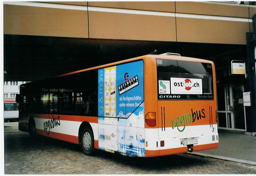 (080'829) - VBH Herisau - Nr. 3/AR 22'930 - Mercedes am 18. Oktober 2005 beim Bahnhof Herisau