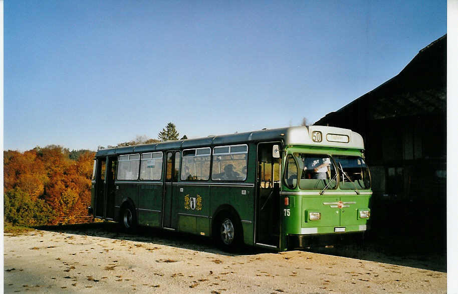 (081'418) - BVB Basel (RWB) - Nr. 75/BE 399'675 - FBW/FHS am 29. Oktober 2005 in Kaltacker, Gasthof Hirschen