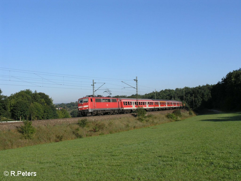 111 130-1 zieht bei Edlhausen eine RB Plattling. 09.09.08