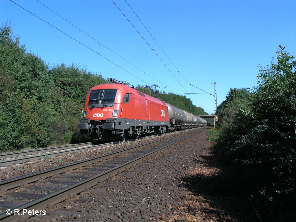 1116 152-8 zieht bei Nittendorf ein Kesselzug in Richtung Nrnberg. 09.09.08