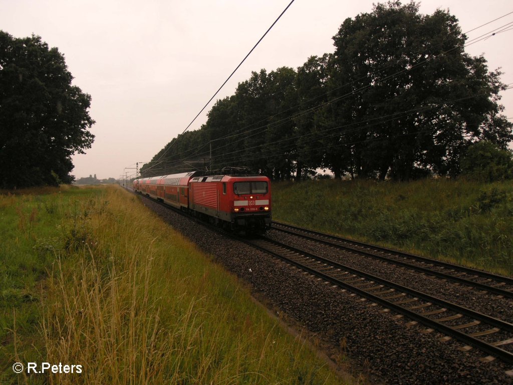 114 006-0 zieht bei Jacobsdorf den RE1 Frankfurt/Oder. 13.07.08