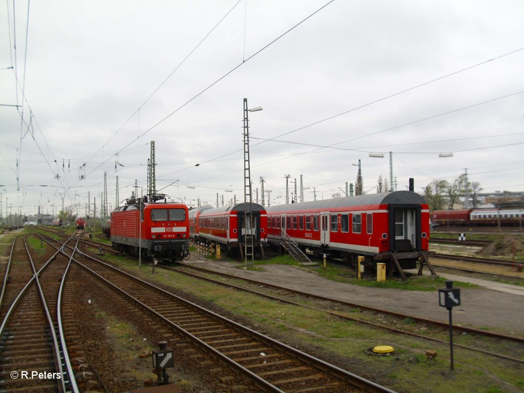 114 013-6 wartet in Cottbus auf neue Aufgaben. 22.04.10