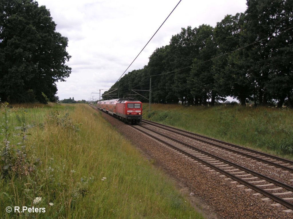 114 026-8 zieht bei Jacobsdorf(Markt) den RE1 Eisenhttenstadt. 17.07.08