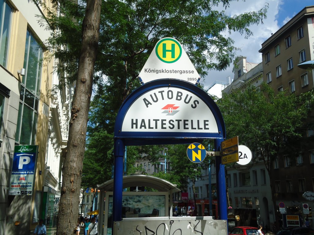 (128'386) - Bus-Haltestelle - Wien, Knigsklostergasse - am 9. August 2010