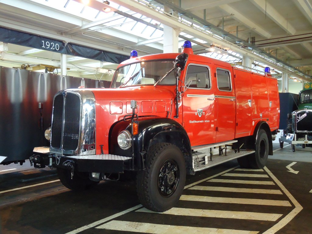(128'826) - Im Saurer-Museum in Arbon: Saurer-Lastwagen - Stadtfeuerwehr Arbon - am 21. August 2010