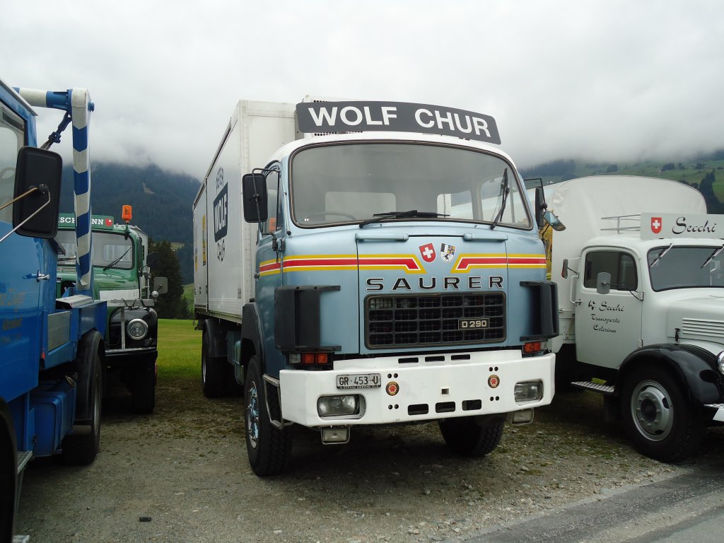 (129'984) - Wolf, Chur - GR 453 U - Saurer am 18. September 2010 in Breil, Militranlage