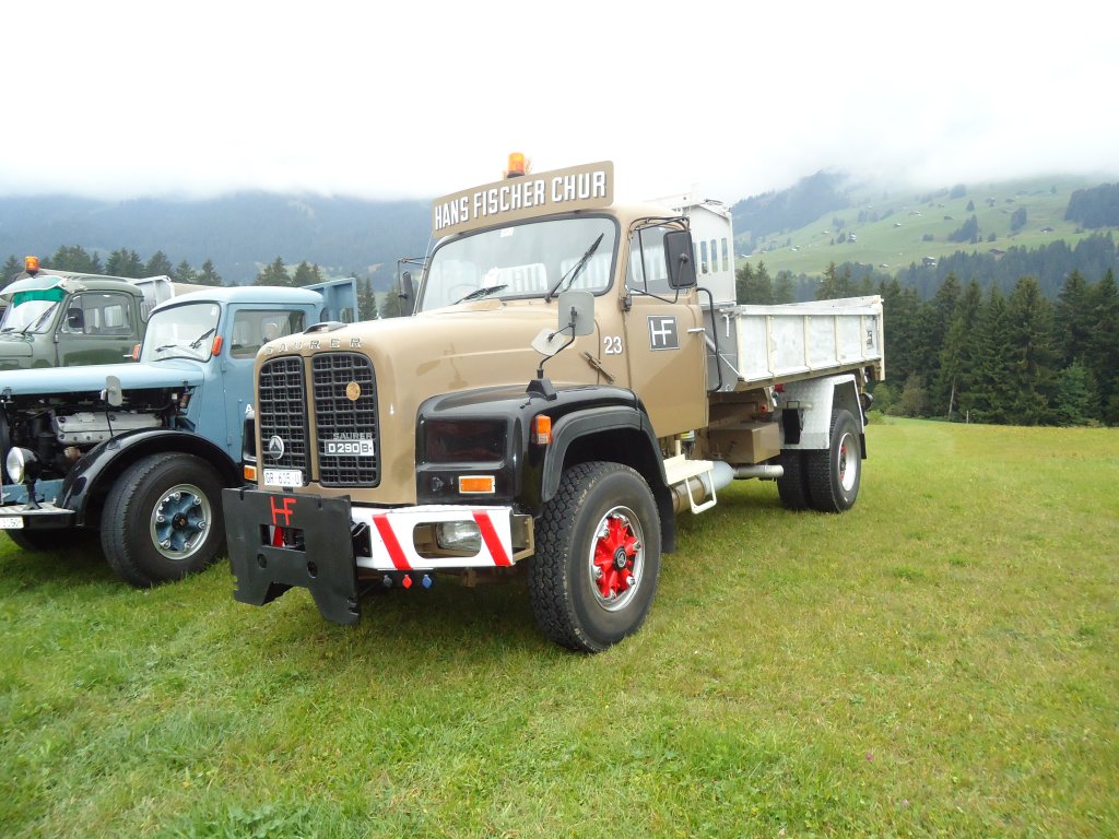 (130'035) - Fischer, Chur - Nr. 23/GR 605 U - Saurer am 18. September 2010 in Breil, Militranlage