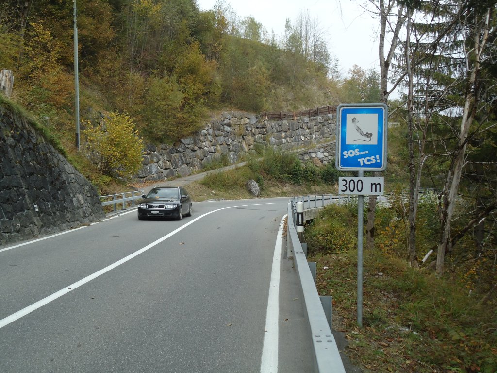 (130'328) - Im Frutigspissen Ladholz: Abzweigung zum Husweidli und Hinweis auf Hilfe am 11. Oktober 2010