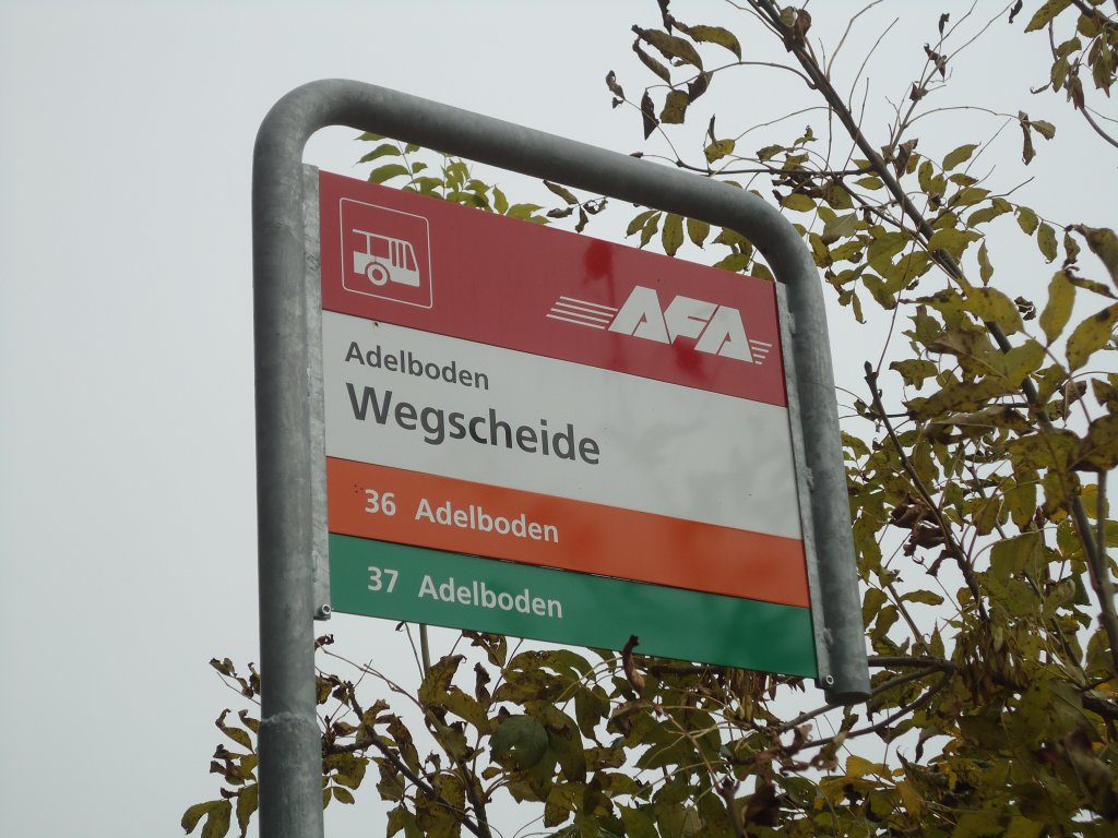 (130'366) - AFA-Haltestelle - Adelboden, Wegscheide - am 11. Oktober 2010