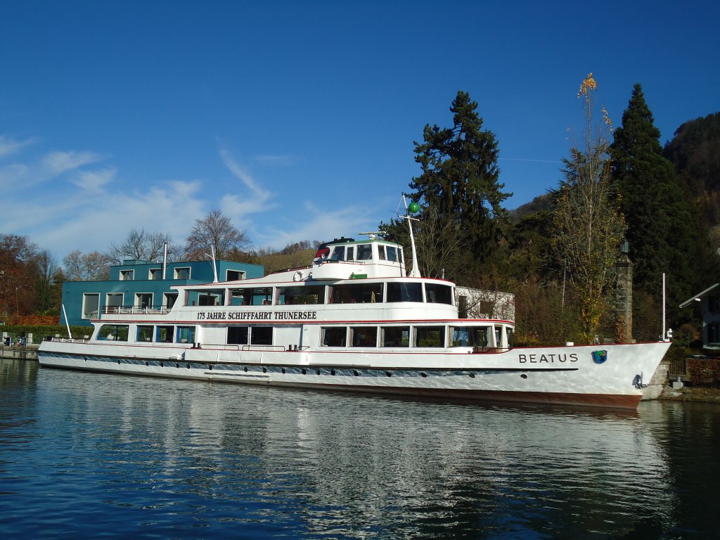 (130'947) - Motorschiff Beatus am 14. November 2010 an der Schifflndte Thun