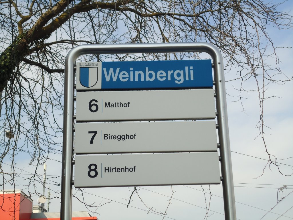 (132'988) - VBL-Haltestelle - Luzern, Weinbergli - am 11. Mrz 2011