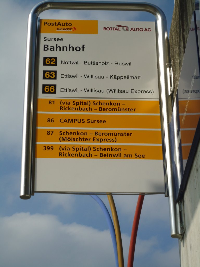 (133'050) - PostAuto-Haltestelle - Sursee, Bahnhof - am 11. Mrz 2011
