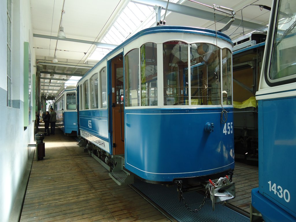 (133'462) - VBZ-Tram - Nr. 455 - am 25. April 2011 in Zrich, Trammuseum