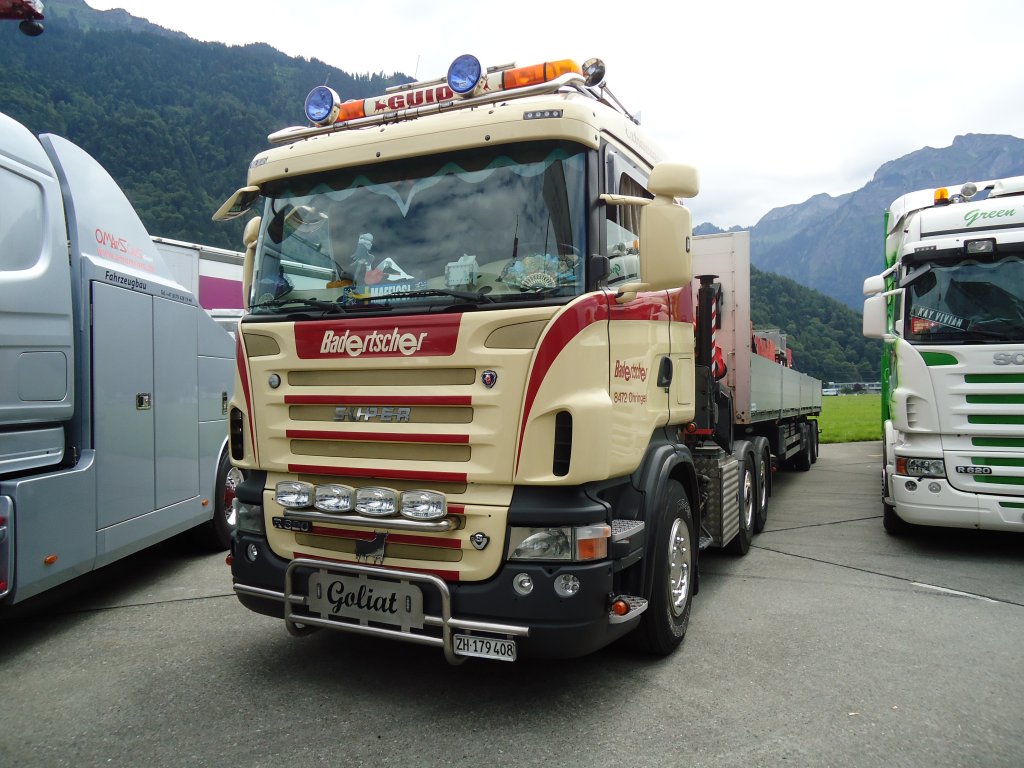 (134'337) - Badertscher, Ohringen - ZH 179'408 - Scania am 25. Juni 2011 in Interlaken, Flugplatz