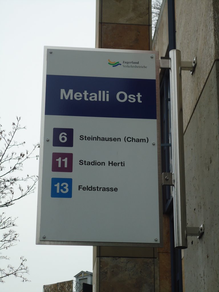 (137'997) - ZVB-Haltestelle - Zug, Metalli Ost - am 6. Mrz 2012