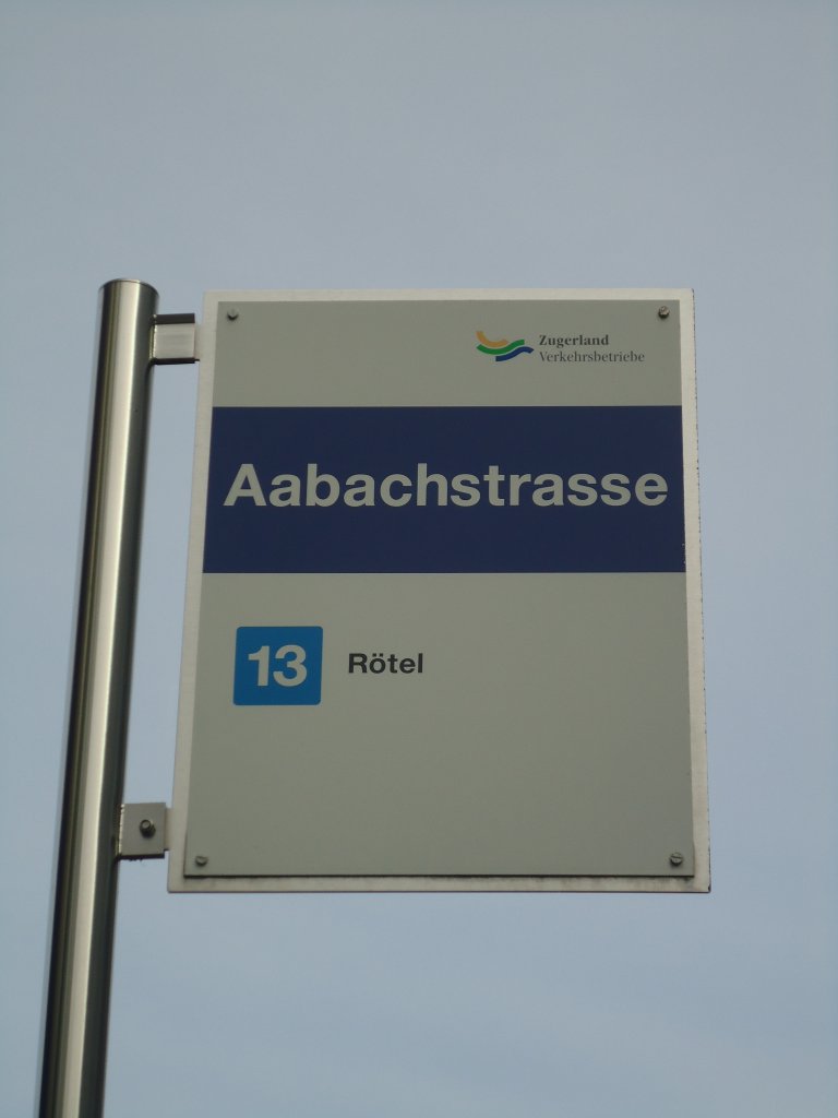 (138'042) - VBZ-Haltestelle - Zug, Aabachstrasse - am 6. Mrz 2012