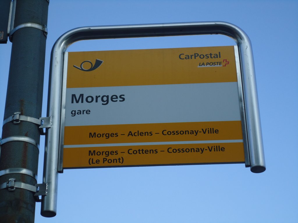 (138'157) - PostAuto-Haltestelle - Morges, Gare - am 9. Mrz 2012