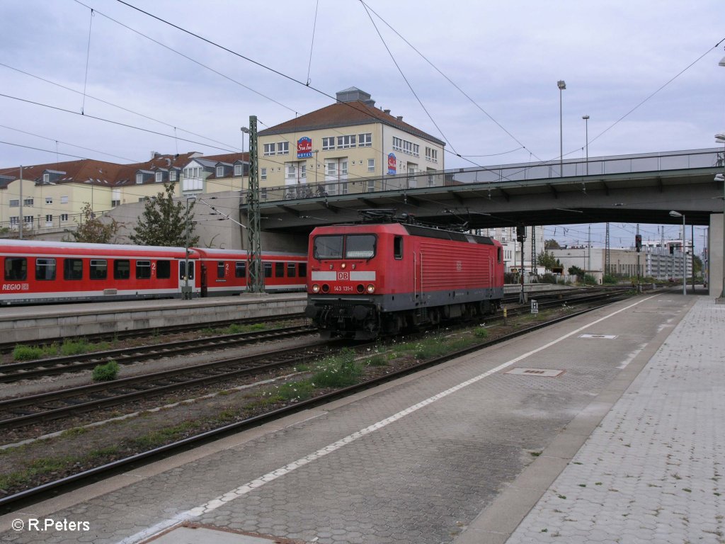 143 131-1 rollt Solo durch Regensburg HBF in Richtung Nrnberg. 05.10.09