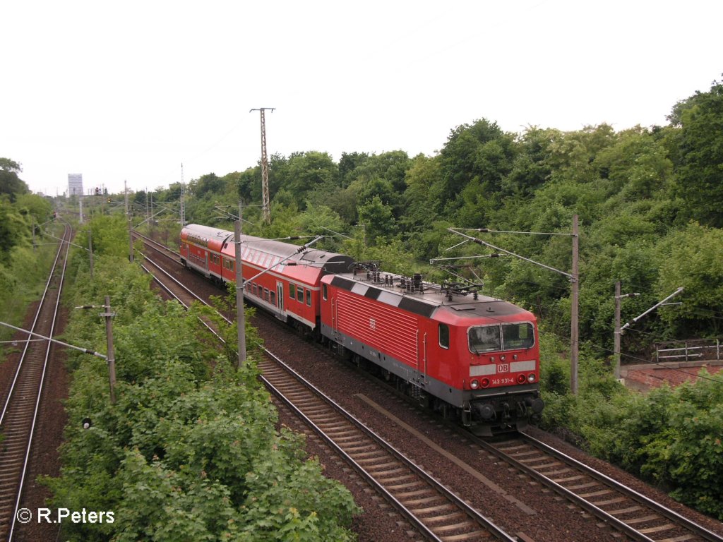 143 931-4 fhrt mit einer RB in Frankfurt/Oder ein. 22.05.08