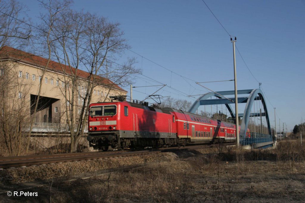 143 931-4 verlsst Eisenhttenstadt mit RB11 Cottbus. 07.03.11