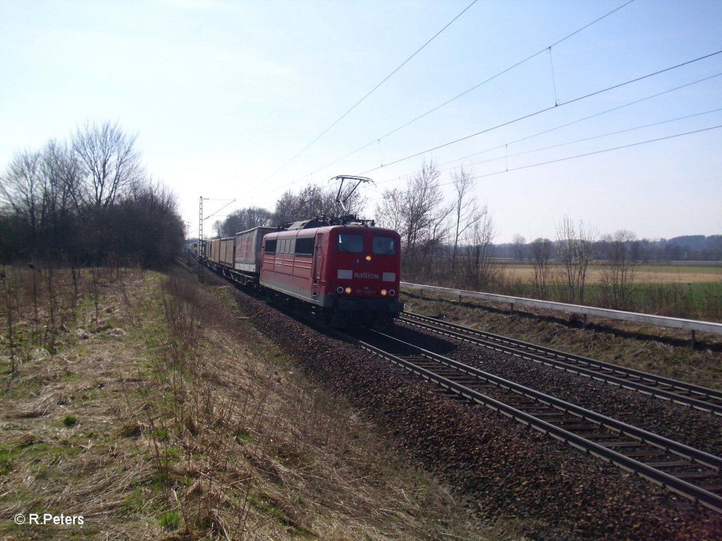 151 060-1 mit Wechselpritschen bei Rohrbach. 24.03.11