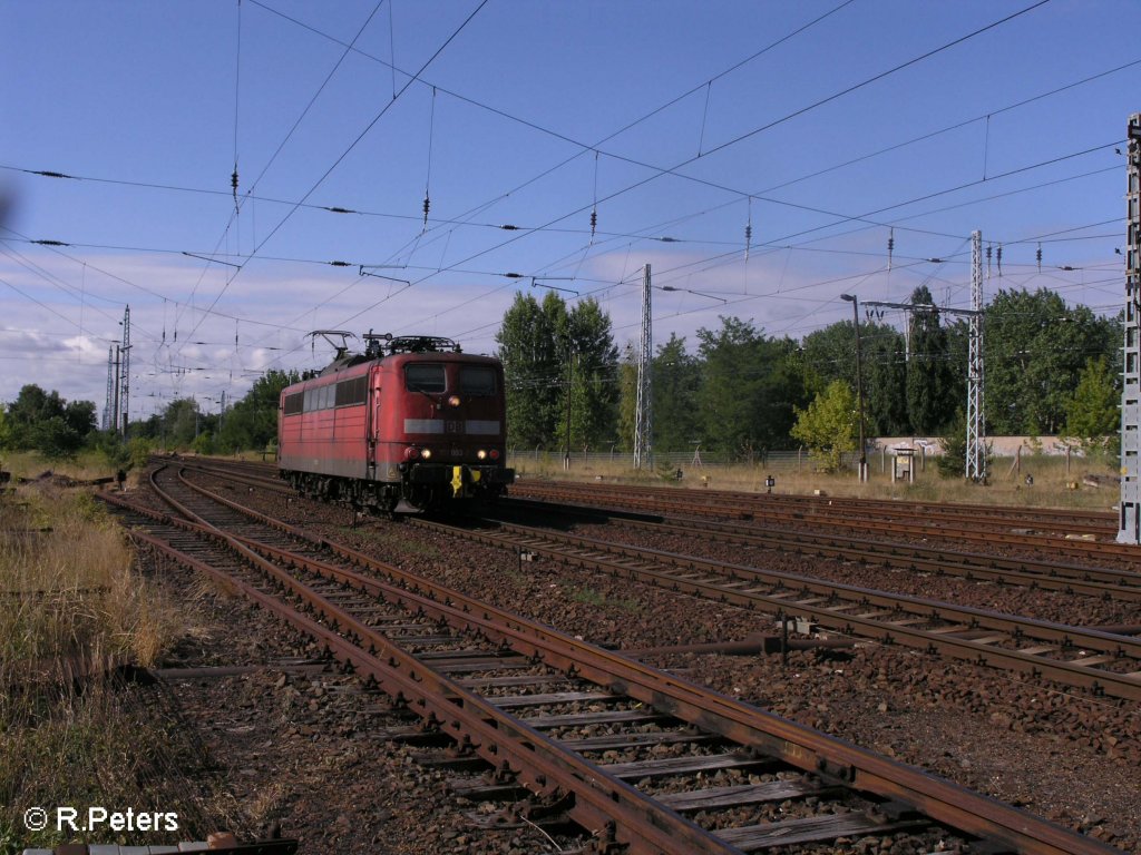 151 093-2 kommt wieder solo durch Eisenhttentstadt. 08.07.08