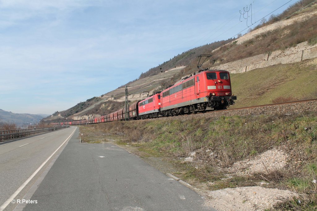 151 103-9 + 088-4 mit Kohlependel bei der Blockstelle Bodental. 06.03.13