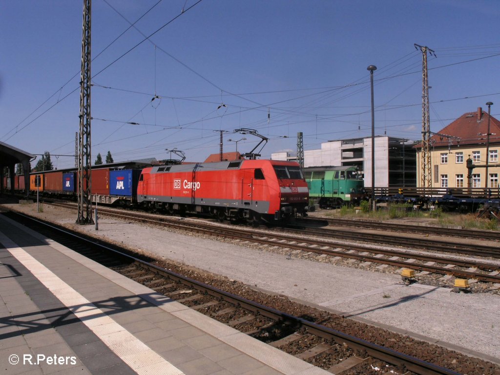 152 013-9 durchfhrt Frankfurt/oder mit ein Containerzug nach Polen. 09.06.08