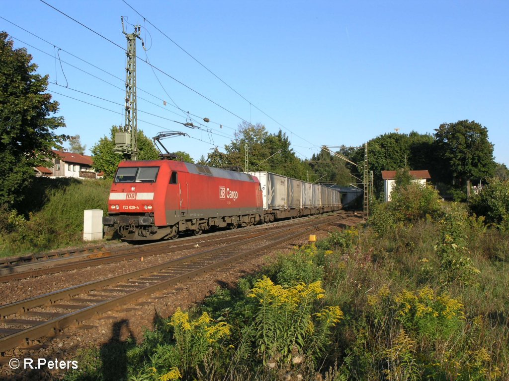 152 020-4 durchfhrt Undorf mit ein Wechselpritschenzug Hellmann. 09.09.08