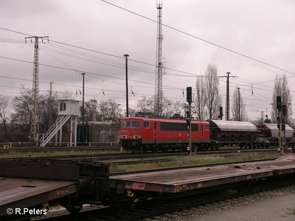 155 086-2 erreicht Frankfurt/Oder mit ein Kalkzug. 15.04.08